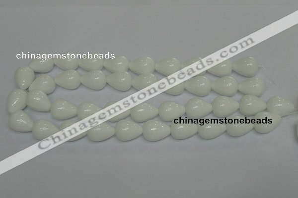 CPB25 15.5 inches 15*20mm teardrop white porcelain beads wholesale