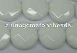 CPB304 15 inches 18mm faceted coin white porcelain beads