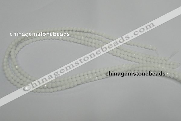 CPB31 15.5 inches 4mm faceted round white porcelain beads wholesale