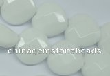 CPB312 15 inches 16*16mm faceted heart white porcelain beads