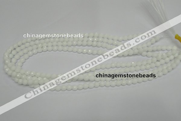 CPB32 15.5 inches 6mm faceted round white porcelain beads wholesale