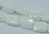 CPB328 15 inches 10*14mm faceted rectangle white porcelain beads