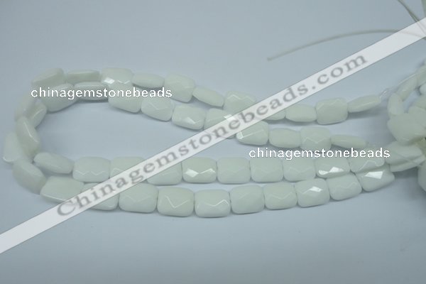 CPB328 15 inches 10*14mm faceted rectangle white porcelain beads