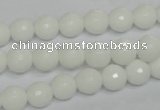 CPB33 15.5 inches 8mm faceted round white porcelain beads wholesale