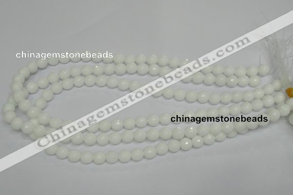 CPB33 15.5 inches 8mm faceted round white porcelain beads wholesale