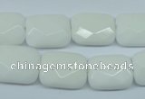 CPB330 15 inches 13*18mm faceted rectangle white porcelain beads