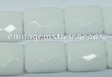 CPB331 15 inches 15*20mm faceted rectangle white porcelain beads