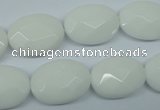 CPB338 15 inches 13*18mm faceted oval white porcelain beads