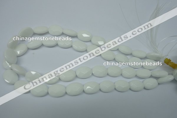 CPB338 15 inches 13*18mm faceted oval white porcelain beads