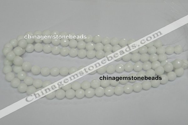 CPB34 15.5 inches 10mm faceted round white porcelain beads wholesale