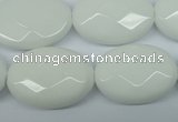 CPB340 15 inches 18*25mm faceted oval white porcelain beads