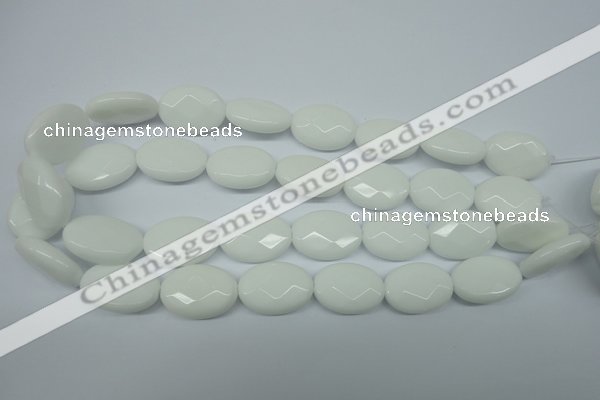 CPB340 15 inches 18*25mm faceted oval white porcelain beads