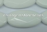 CPB341 15 inches 20*40mm faceted oval white porcelain beads