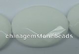 CPB342 15 inches 30*40mm faceted oval white porcelain beads