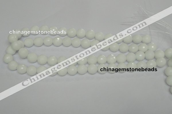 CPB35 15.5 inches 12mm faceted round white porcelain beads wholesale