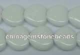 CPB350 15 inches 12*12mm heart white porcelain beads wholesale