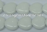 CPB351 15 inches 14*14mm heart white porcelain beads wholesale