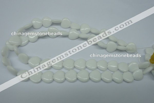 CPB351 15 inches 14*14mm heart white porcelain beads wholesale