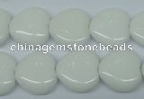 CPB352 15 inches 16*16mm heart white porcelain beads wholesale