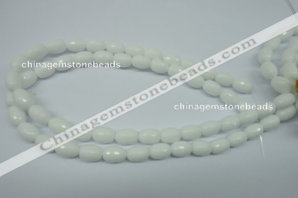 CPB355 15 inches 8*12mm faceted drum white porcelain beads wholesale