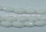 CPB357 15 inches 6*12mm faceted rice white porcelain beads wholesale