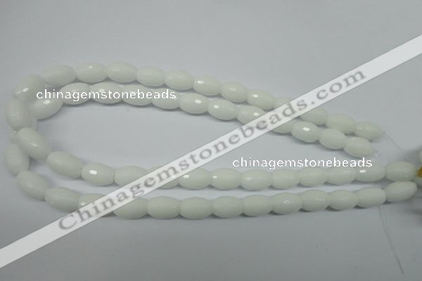 CPB358 15 inches 8*12mm faceted rice white porcelain beads wholesale