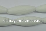 CPB359 15 inches 10*30mm faceted rice white porcelain beads wholesale