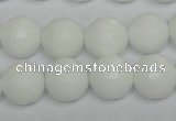 CPB36 15.5 inches 14mm faceted round white porcelain beads wholesale