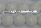 CPB37 15.5 inches 16mm faceted round white porcelain beads wholesale