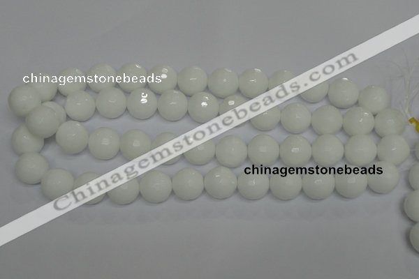 CPB37 15.5 inches 16mm faceted round white porcelain beads wholesale