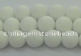 CPB412 15.5 inches 8mm round matte white porcelain beads