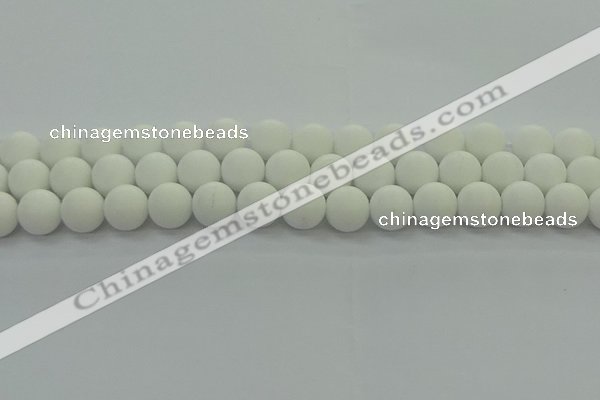 CPB414 15.5 inches 12mm round matte white porcelain beads