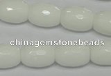 CPB42 15.5 inches 12*16mm faceted drum white porcelain beads