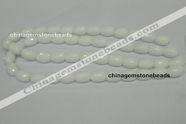 CPB42 15.5 inches 12*16mm faceted drum white porcelain beads