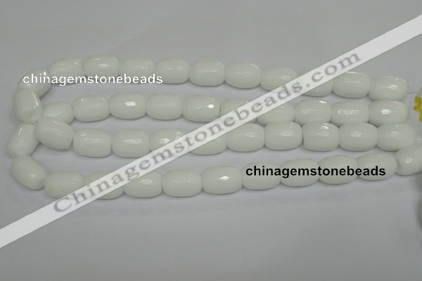 CPB43 15.5 inches 13*18mm faceted drum white porcelain beads