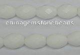 CPB46 15.5 inches 10*14mm faceted rice white porcelain beads