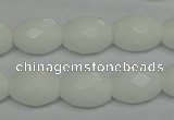 CPB47 15.5 inches 12*16mm faceted rice white porcelain beads