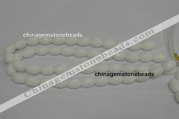 CPB47 15.5 inches 12*16mm faceted rice white porcelain beads