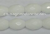 CPB48 15.5 inches 13*18mm faceted rice white porcelain beads