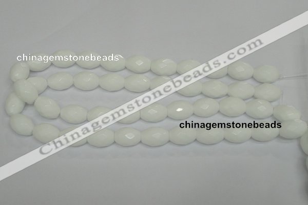 CPB48 15.5 inches 13*18mm faceted rice white porcelain beads