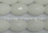 CPB49 15.5 inches 15*20mm faceted rice white porcelain beads