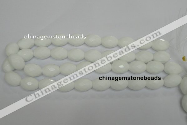 CPB49 15.5 inches 15*20mm faceted rice white porcelain beads