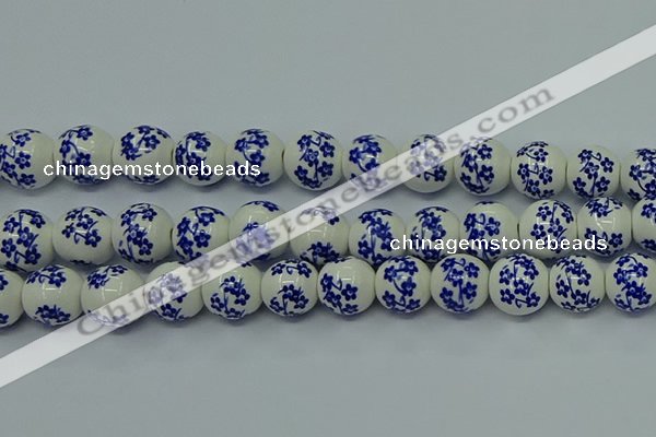 CPB501 15.5 inches 6mm round Painted porcelain beads