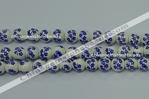 CPB502 15.5 inches 8mm round Painted porcelain beads