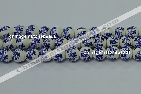 CPB511 15.5 inches 6mm round Painted porcelain beads