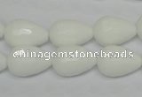 CPB52 15.5 inches 12*16mm faceted teardrop white porcelain beads