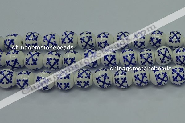 CPB521 15.5 inches 6mm round Painted porcelain beads