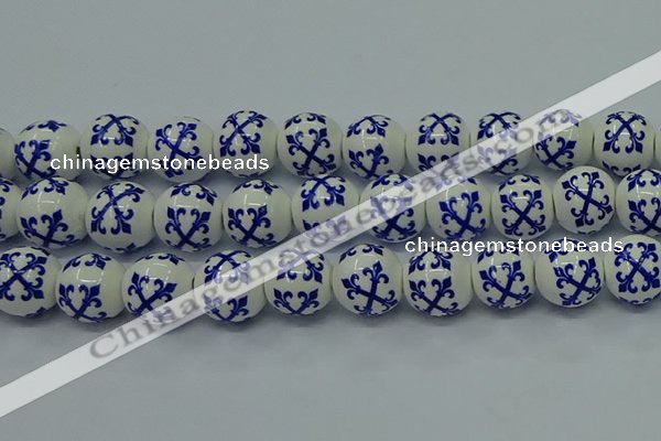 CPB522 15.5 inches 8mm round Painted porcelain beads