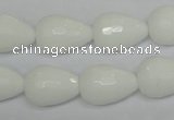 CPB53 15.5 inches 13*18mm faceted teardrop white porcelain beads