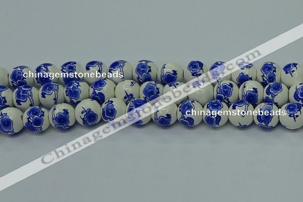 CPB542 15.5 inches 8mm round Painted porcelain beads